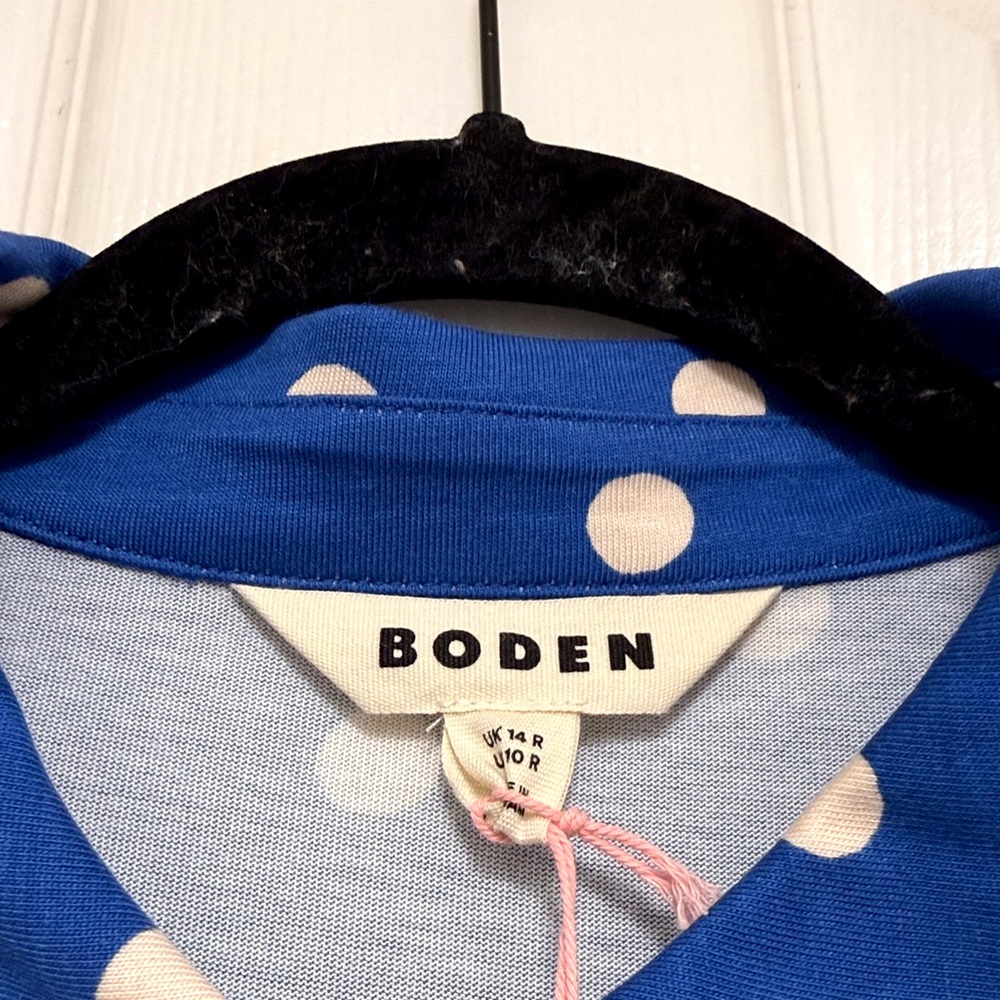 NWT Boden Marcia Jersey Shirt Dress in Bright Blue Painted Dot - Picture 7 of 10